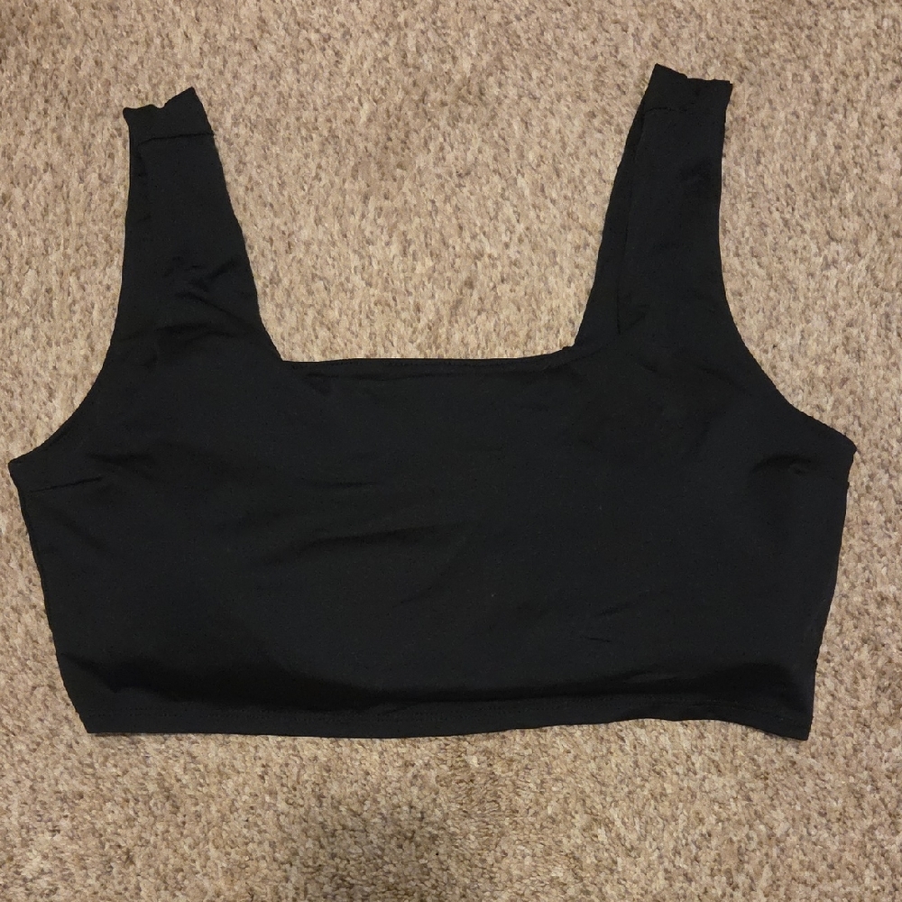 Albion Black Crop Bikini Top Womens Large Padded